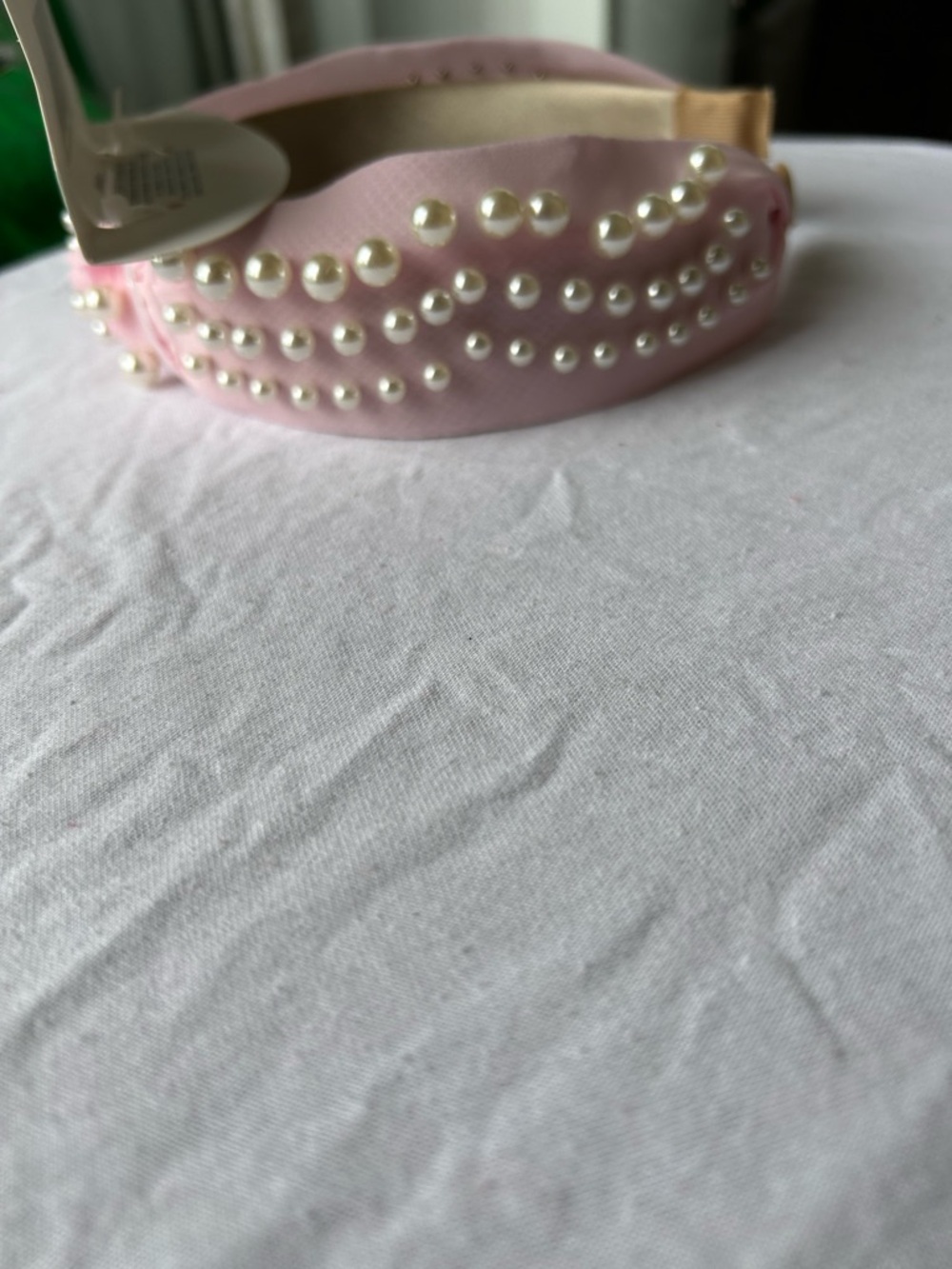 Pink Pearl-Embellished Women's Headband